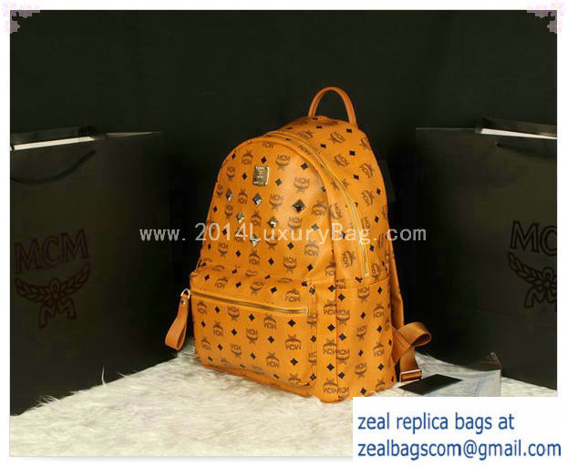 High Quality Replica MCM Stark Backpack Jumbo in Calf Leather 8006 Camel - Click Image to Close